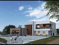 a 3d rendering of a modern house