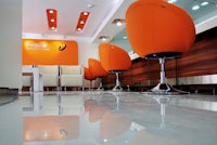 orange chairs in a salon